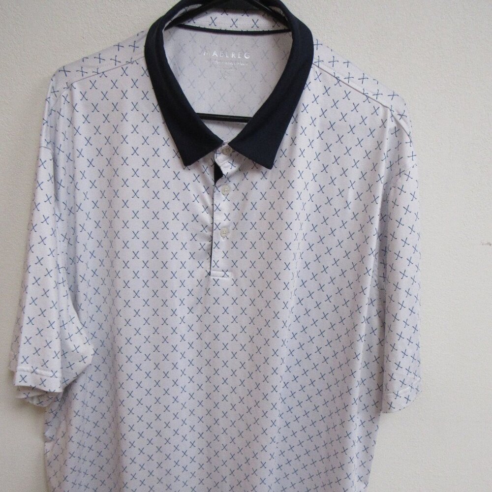 Maelreg Performance White Blue Cross Golf Clubs AOP S/S Polo Shirt 3XL